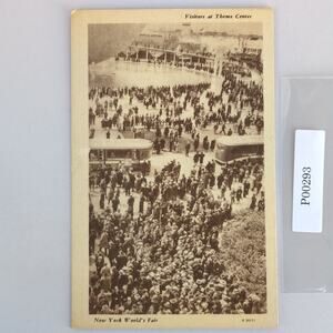 1939 New York World's Fair Postcard Visitors Theme Center Unposted Trolley Cars